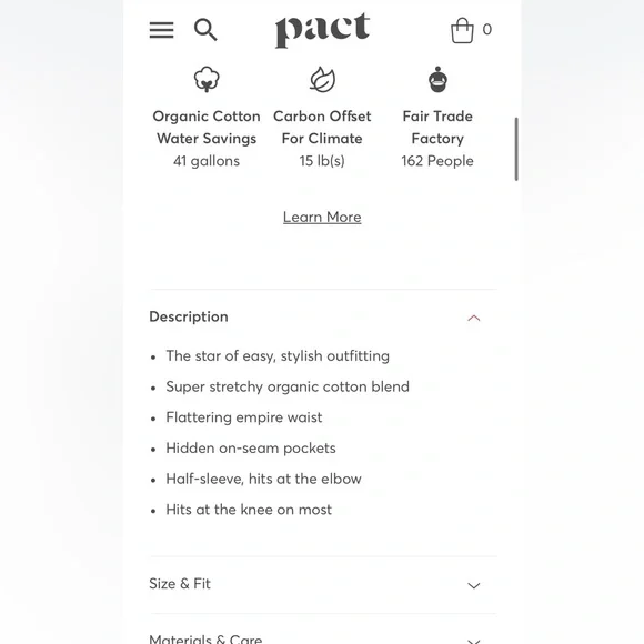 Organic cotton PACT dress Super stretchy organic cotton blend -hidden pockets - Picture 8 of 9